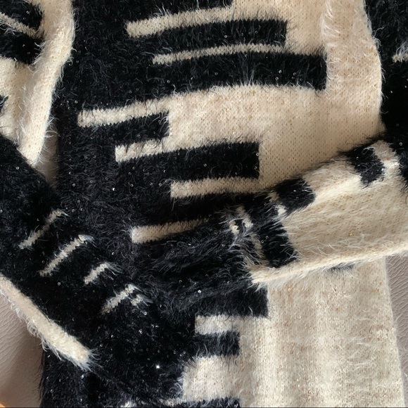 Black and White Fuzzy Sweater - Picture 4 of 5